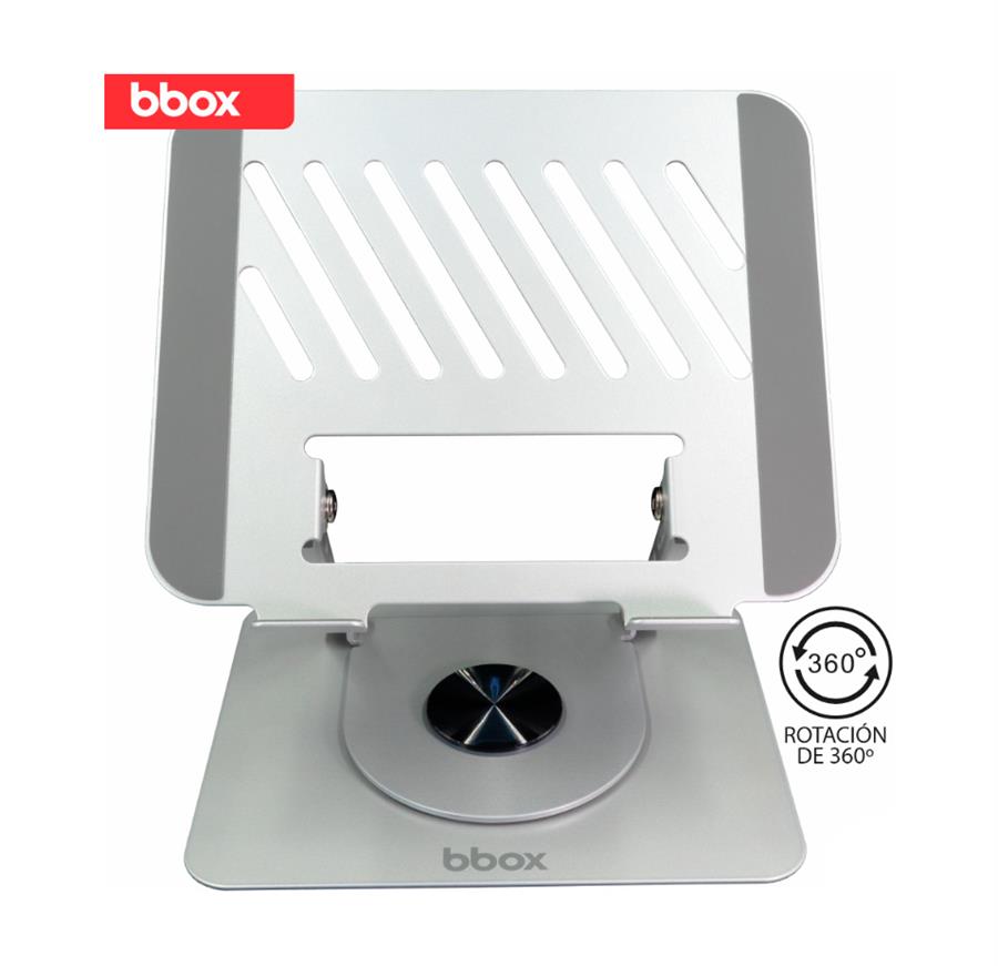 BASE NOTEBOOK X12 ALUMINIO BBOX L29 ROTACION 360° PLATEADO