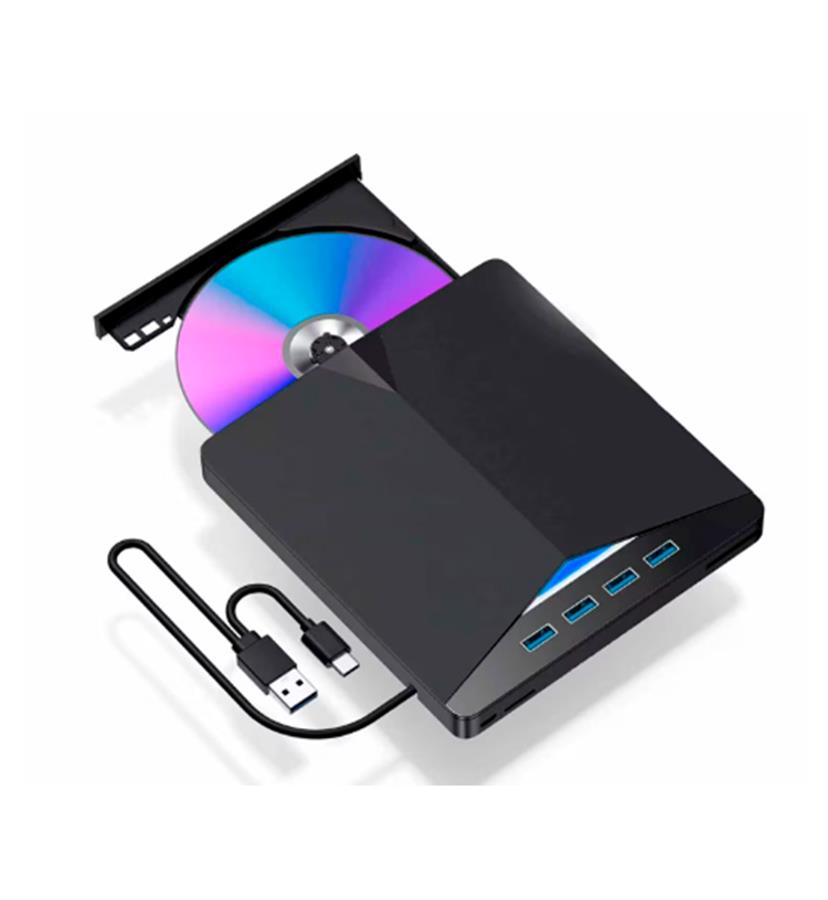 GRABADOR EXTERNO DVD-RW  7 EN 1  USB-C/USB 3.0 7 NEGRO