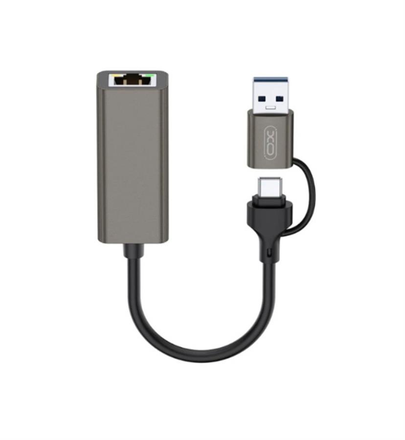 ADAPTADOR DE RED 2 EN 1 USB/TIPO C a RJ45