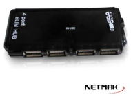 HUB USB 2.0 4 PUERTOS SLIM USB 2.0 NETMAK (NM-AC05)