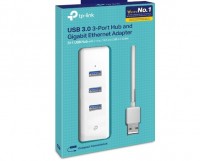 Adaptador Tp-link UE330 USB Hub de 3 Puertos USB 3.0 y Adaptador Ethernet Gigabit