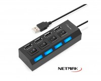 HUB USB 4 PUERTOS Con SWICH Y LED NM-AC08 NETMAK
