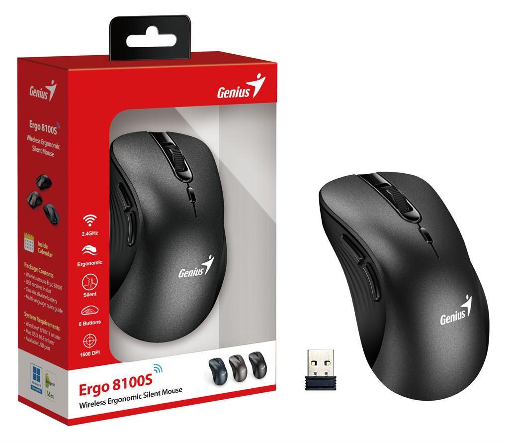 MOUSE ERGO GENIUS 8100S AI WIRELESS NEGRO