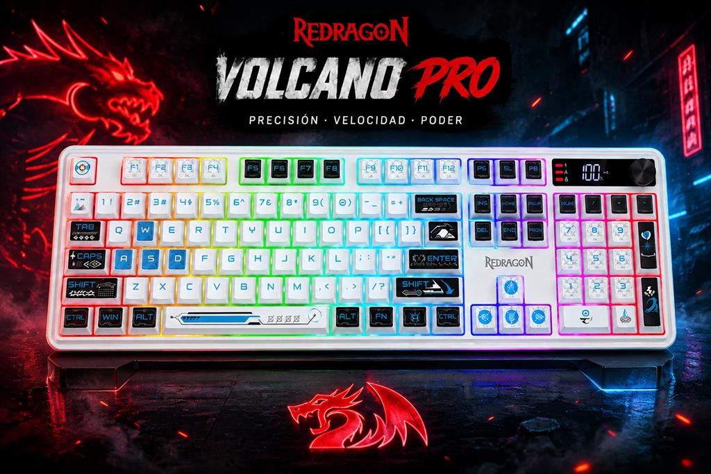TECLADO GAMER MEMBRANA REDRAGON VOLCANO PRO INALAMBRICO RGB