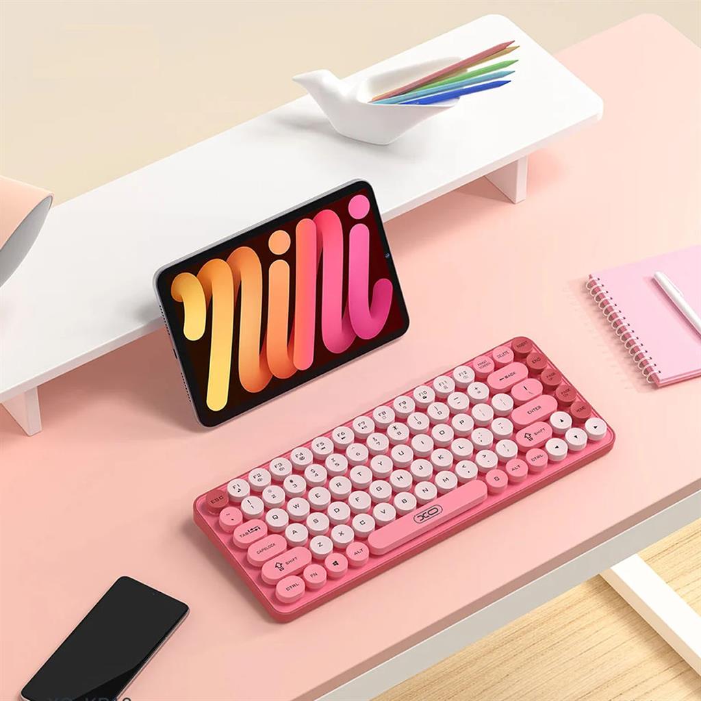 TECLADO INALAMBRICO BLUETOOTH 80% XO-KB-12 ROSA TRICOLOR