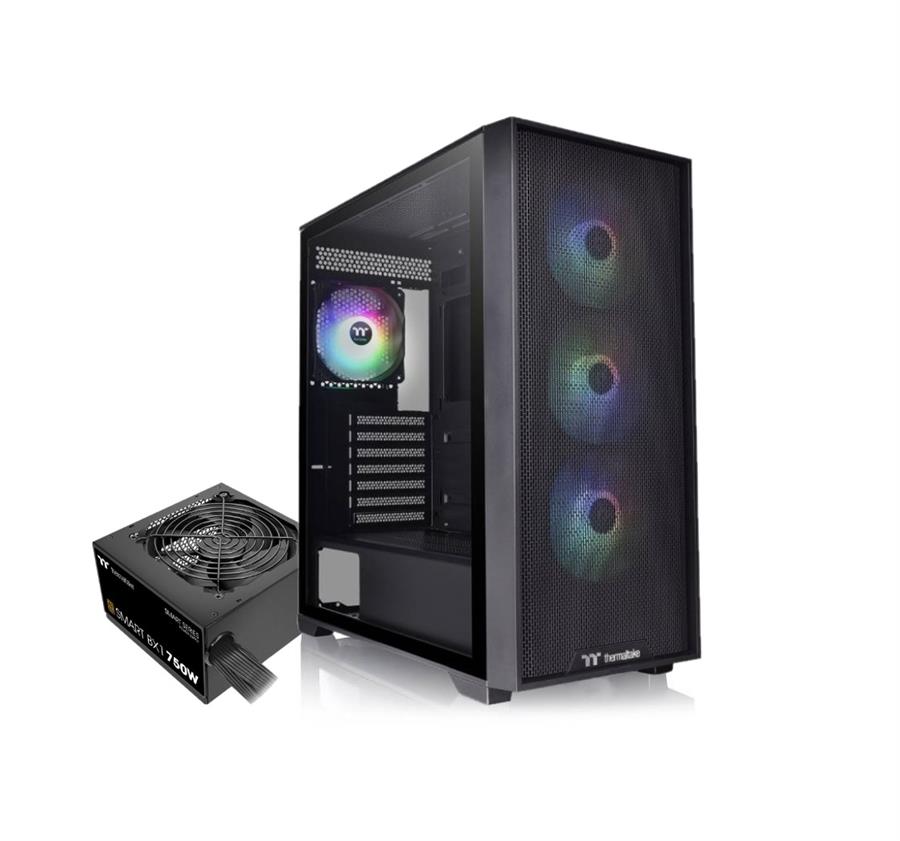 H390 GABINETE MID-TOWER TG FAN ARG X4 NEGRO + FUENTE 750W 80 PLUS BRONZE