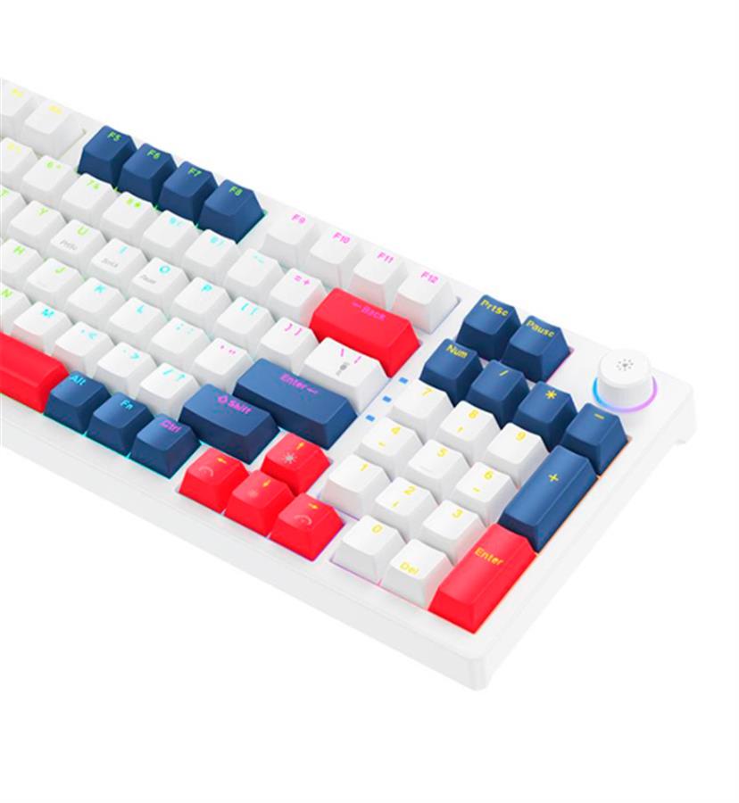 TECLADO  MECANICO BLANCO INALAMBRICO RGB - MULTIPLE CONEXION