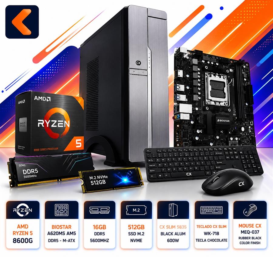 PC ARMADA AMD RYZEN 5 8600G 16GB RAM 512GB SSD TECLADO & MOUSE - FREEDOS