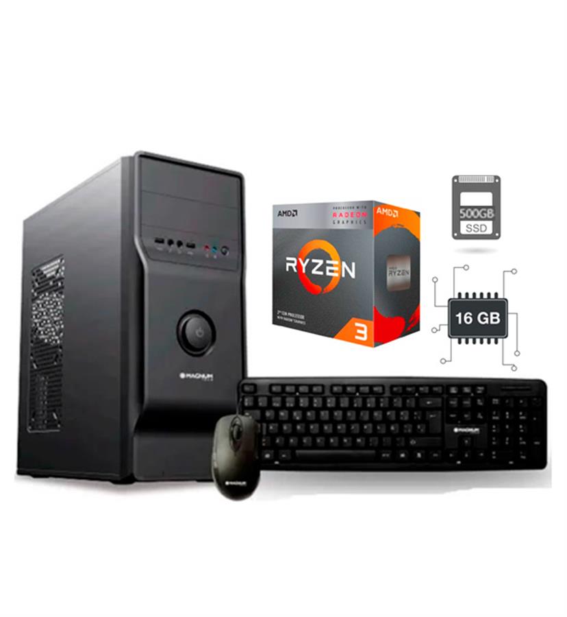 PC ARMADA RYZEN 3-3200G 16GB RAM 500GB SSD + KIT MAGNUMTECH (600W + PERIFERICOS)
