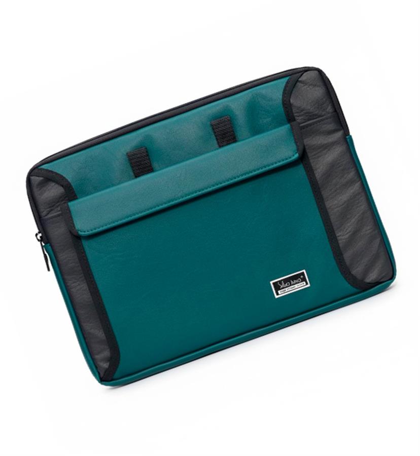 FUNDA NOTEBOOK 14 PULGADAS CON MANIJAS + BOLSILLO P/CARGADOR -  VERDE PETROLEO