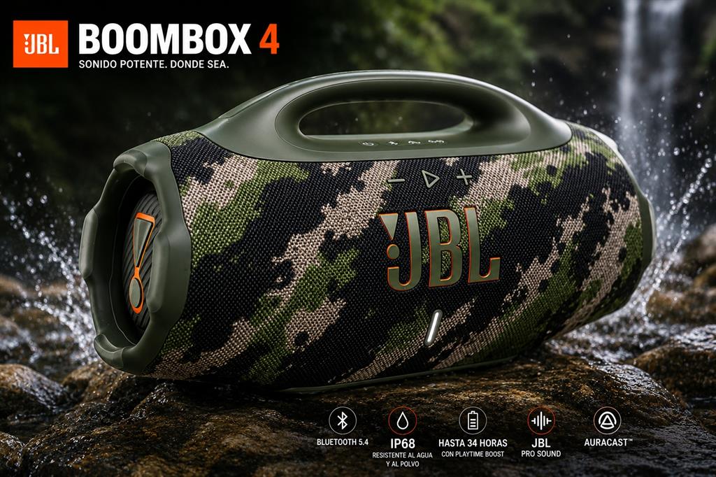 PARLANTE JBL BOOMBOX 4 BT 5.4 IP68 CAMUFLADO