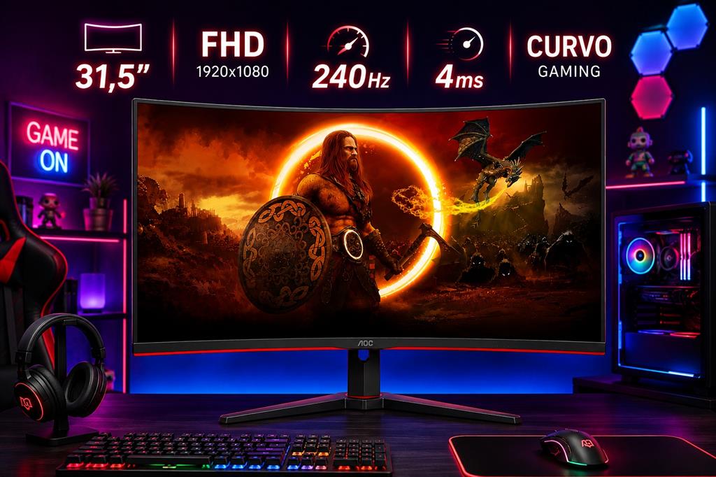 MONITOR AOC GAMING CURVO 31,5" VA QHD 180HZ 1MS - FICHA USA