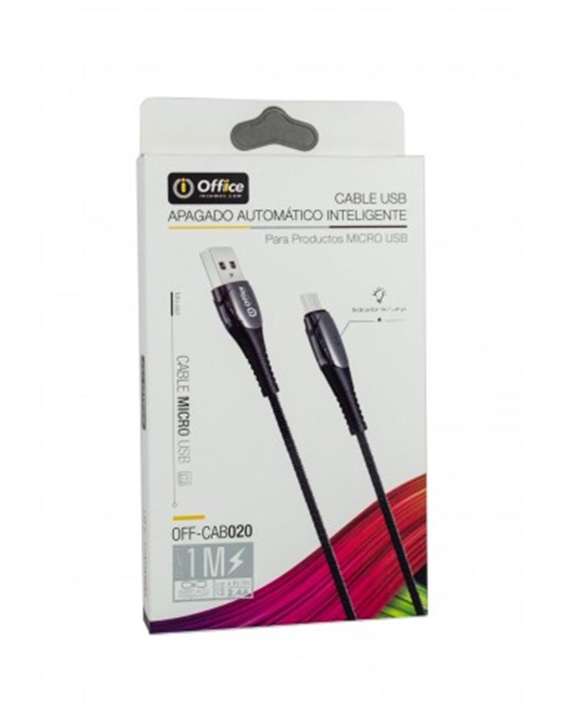 CABLE USB 2.0 A MICRO USB 1.00 MTS OFF-CAB020 2.4 AMP AUTO OFF NEGRO OFFICE