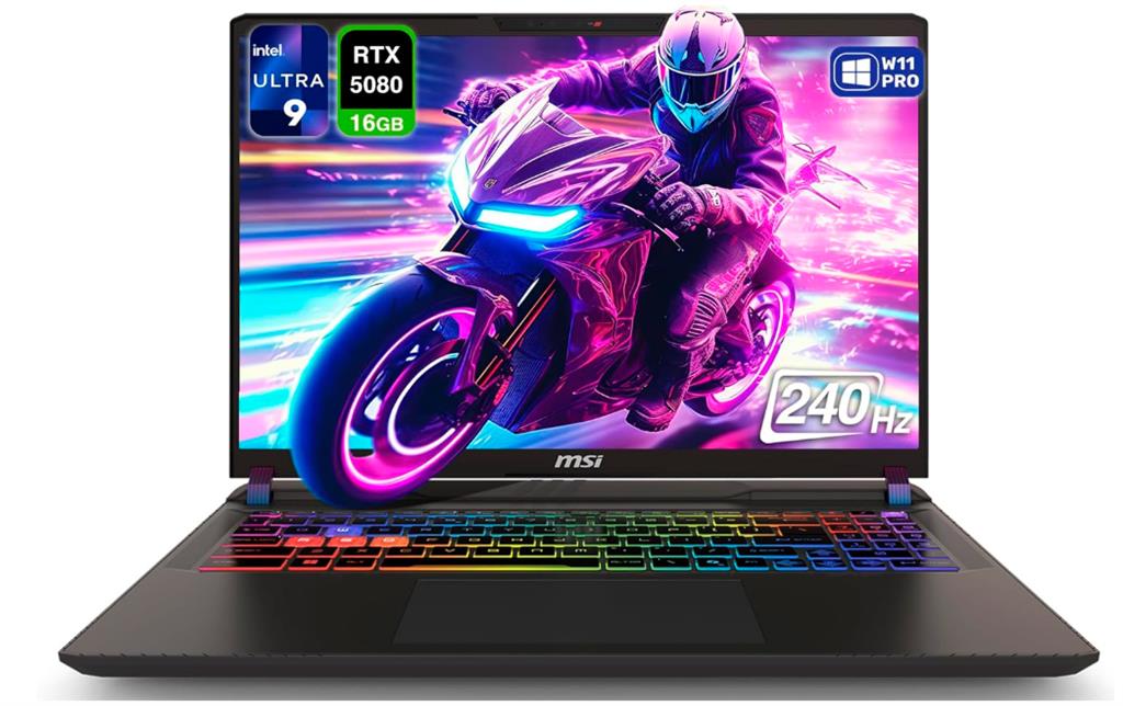 NOTEBOOK MSI VECTOR 16 HX AI 400 GAMING INTEL CORE™ ULTRA 9 275HX 16GB RAM 1TB SSD NVIDIA® RTX 5080 16GB 16" QHD+ 240HZ