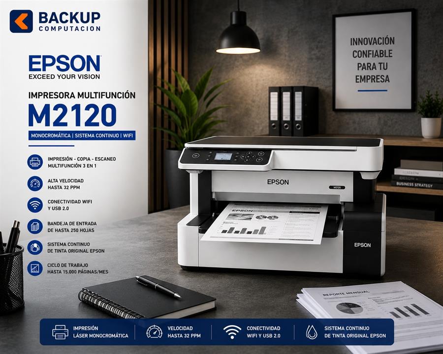 IMPRESORA   MULTIFUNCION M2120 MONOCROMATICA SISTEMA CONTINUO WIFI