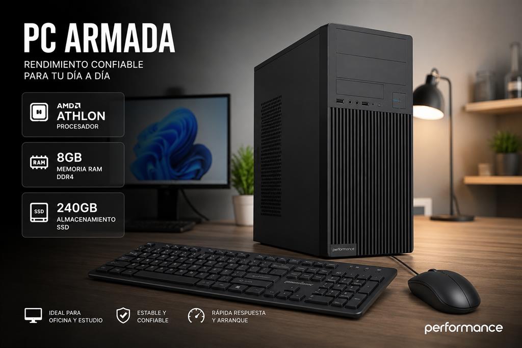 PC PERFORMANCE AMD ATHLON 3000G 8GB RAM 240GB SSD TECLADO & MOUSE - FREEDOS