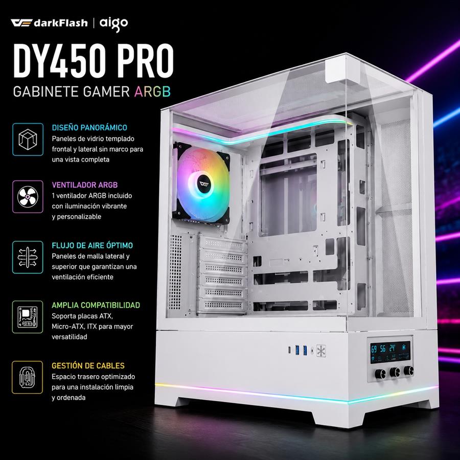 GABINETE GAMER DY450 PRO ARGB - BLANCO