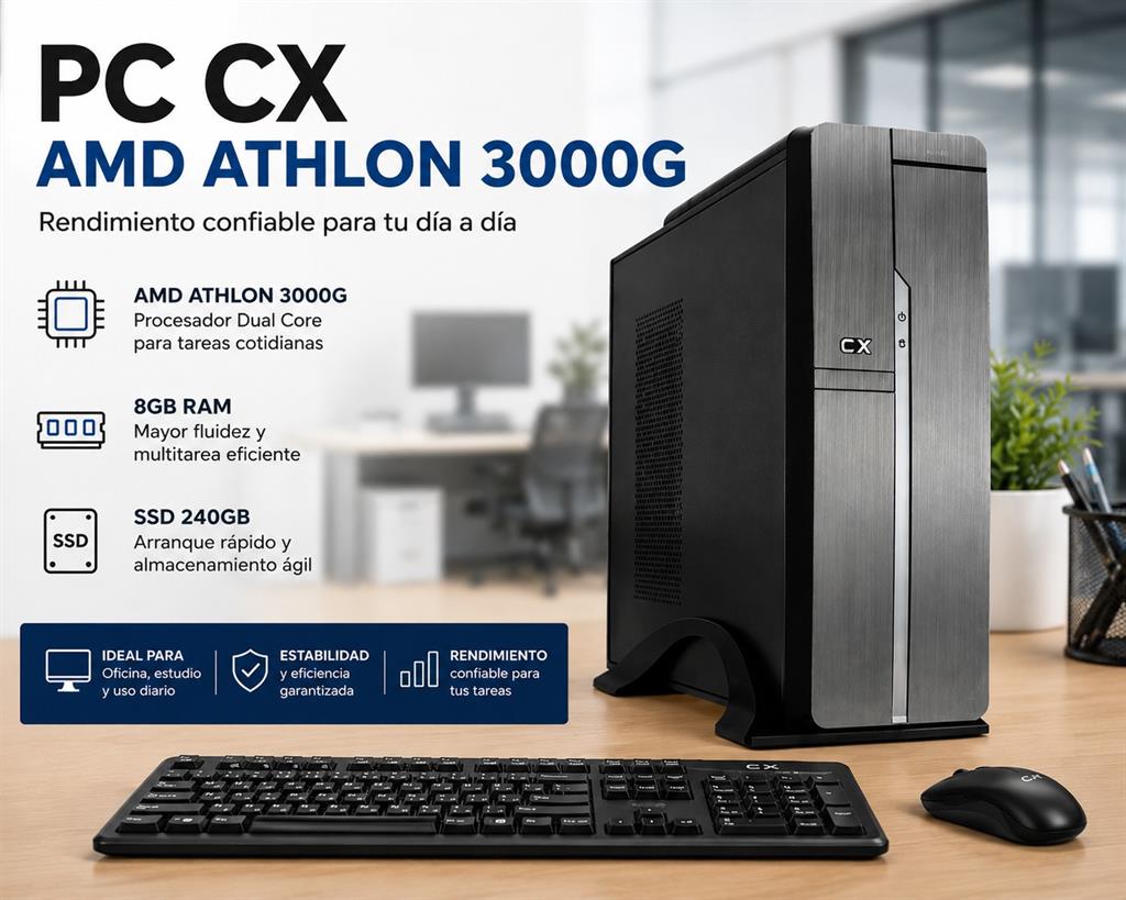 PC ARMADA AMD ATHLON 3000G 8GB RAM 240GB SSD TECLADO & MOUSE - FREEDOS