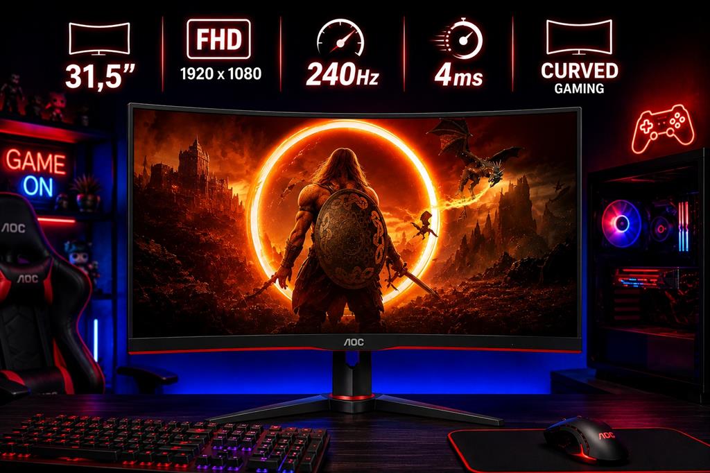 MONITOR GAMER CURVO AOC C32G2ZE 31,5" VA FHD 240HZ 4MS - FICHA USA
