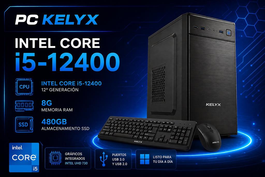 PC ARMADA KELYX INTEL CORE I5-12400 8GB RAM 480GB SSD TECLADO & MOUSE - FREEDOS
