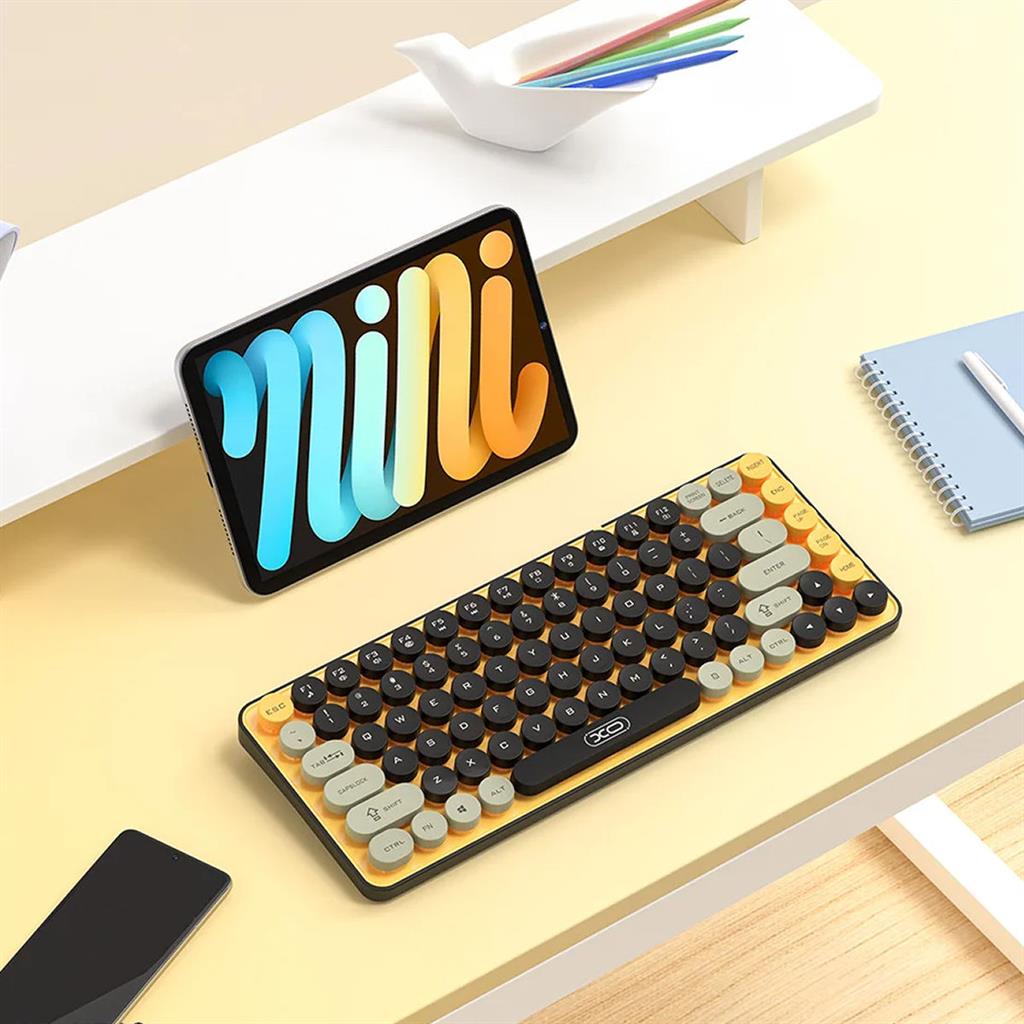 TECLADO INALAMBRICO BLUETOOTH  80% XO-KB-12 AMARILLO TRICOLOR