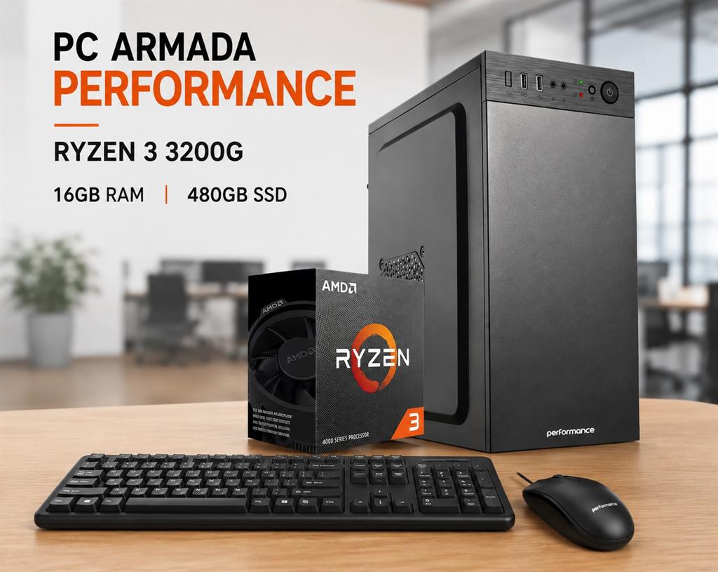 PC ARMADA PERFORMANCE RYZEN 3 3200G 16GB RAM 480GB SSD TECLADO & MOUSE FREEDOS