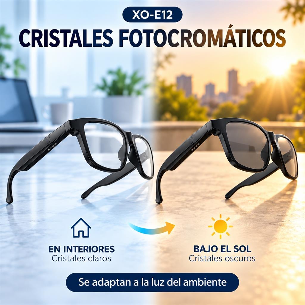 LENTES INTELIGENTES XO-E12 PRO CON TRADUCCION POR IA Y AUDIO BT 5.3