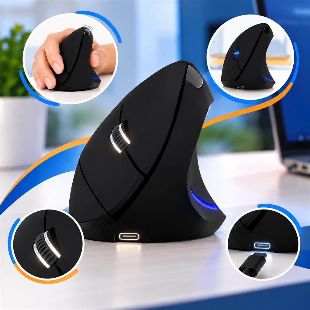 MOUSE VERTICAL ERGONOMICO KLIPXTREME EVERST MAX INALAMBRICO RECARGABLE
