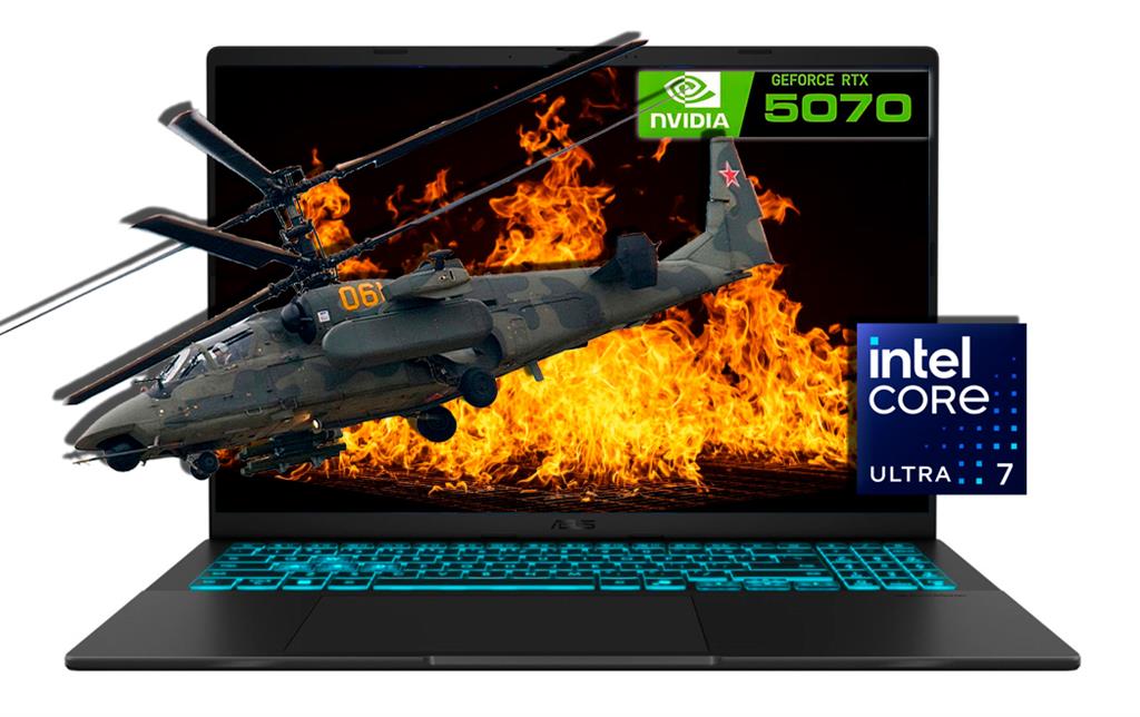 NOTEBOOK ASUS VIVOBOOK V16 GAMING INTEL CORE™ ULTRA 7 240H  32GB RAM 1TB SSD NVIDIA® RTX 5070 8GB 16" WUXGA 144Hz