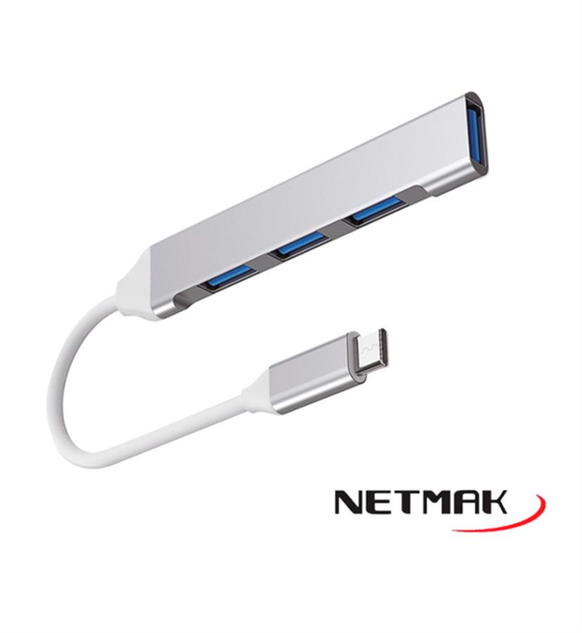 HUB USB TIPO C A 4 PUERTOS USB NM-AC09 3 USB 2.0 + 1 USB 3.0
