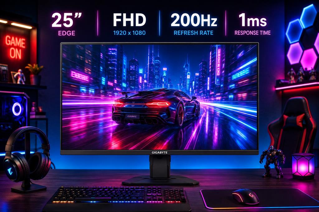 MONITOR GAMING GIGABYTE 25" EDGE FHD IPS 200HZ 1MS GS25F2