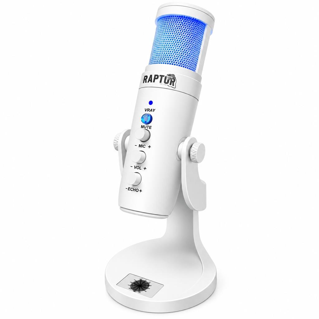 MICROFONO RAPTOR VOX PRO RGB USB STREAMING WHITE
