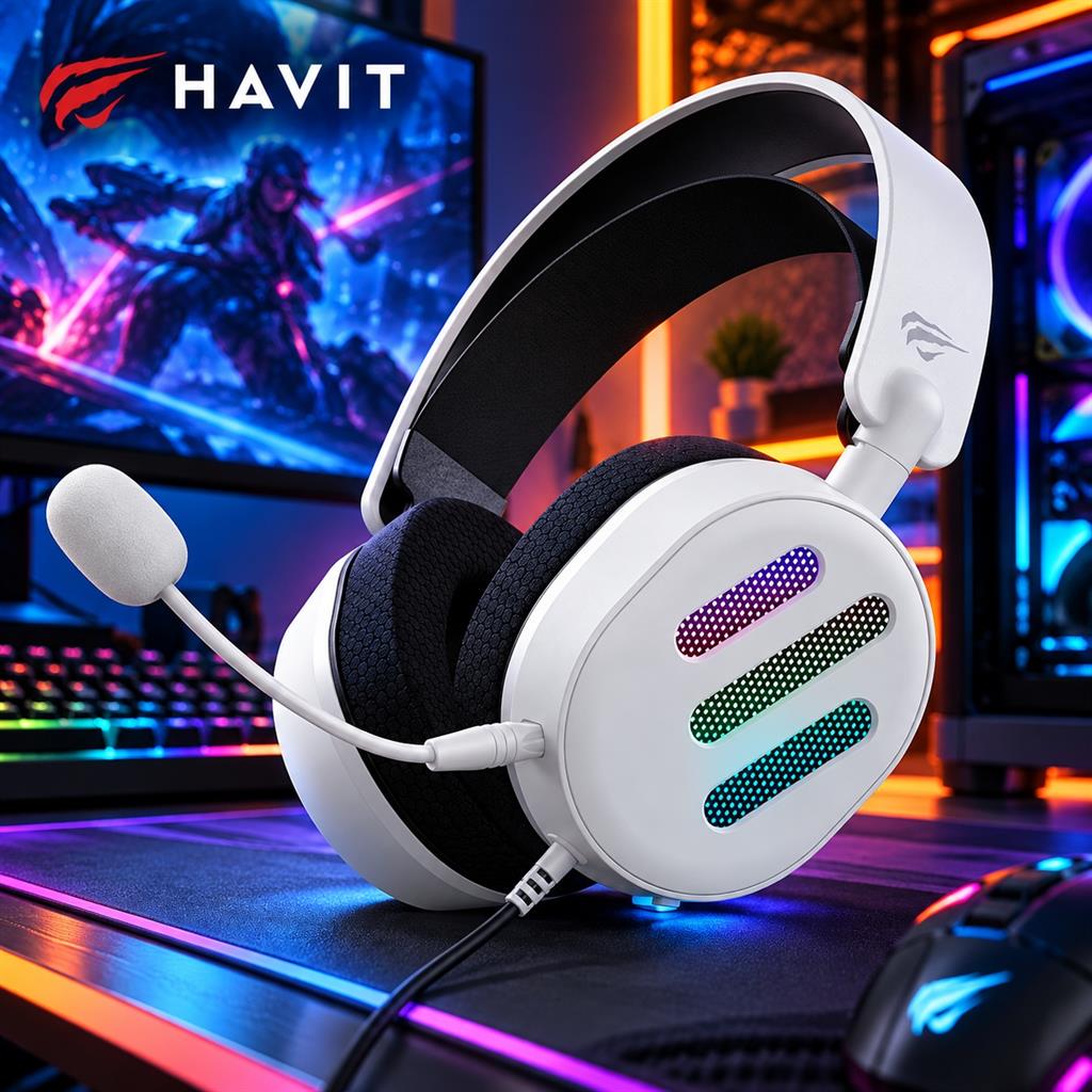 AURICULAR GAMER HAVIT H2038U USB 7.1 C/ MICROFONO DESMONTABLE BLANCO