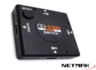 SWITCH HDMI - 3 PUERTOS - SIN FUENTE - NM-HD3 - NETMAK